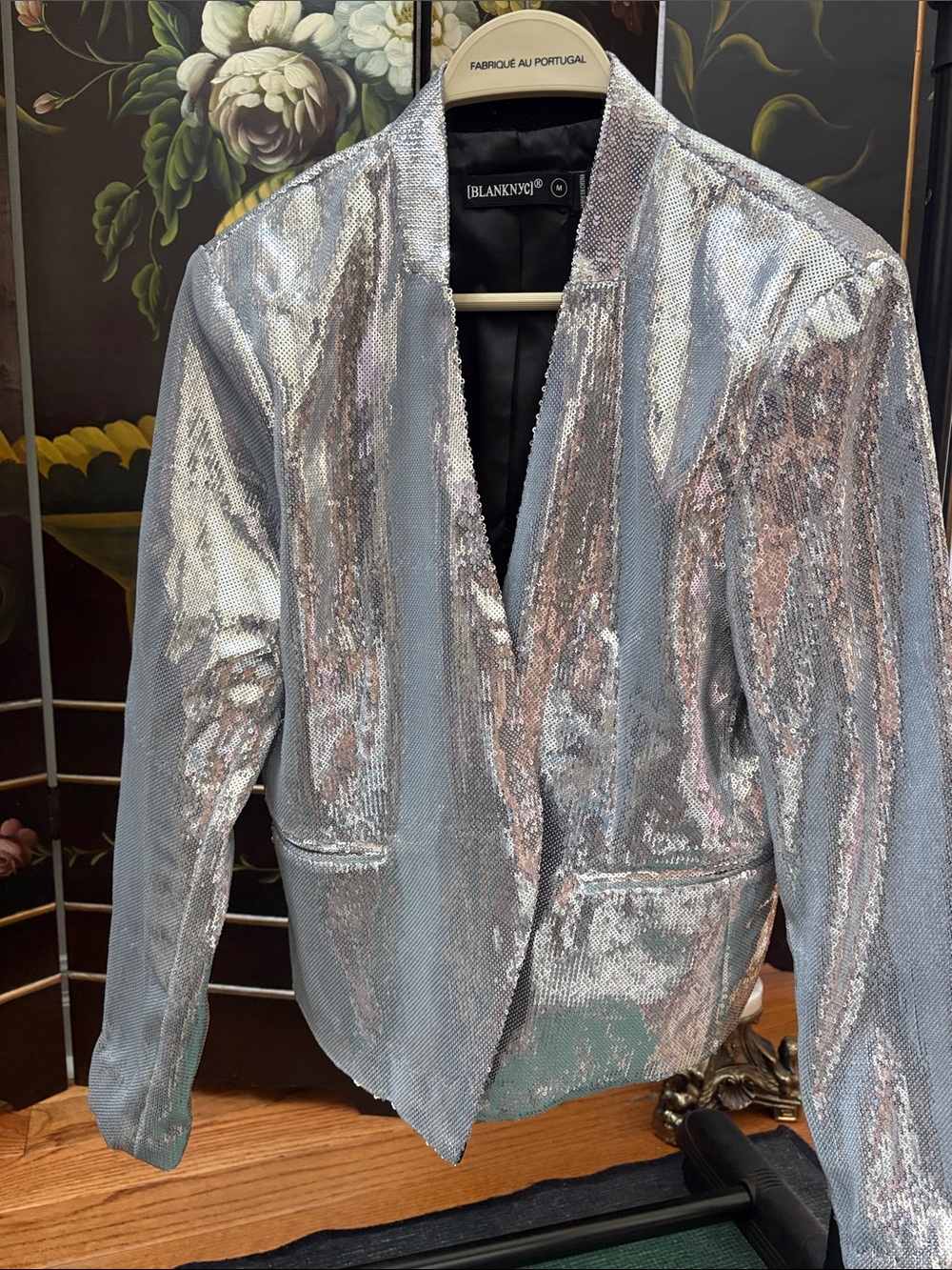 Blank NYC Silver Sequin Blazer Jacket